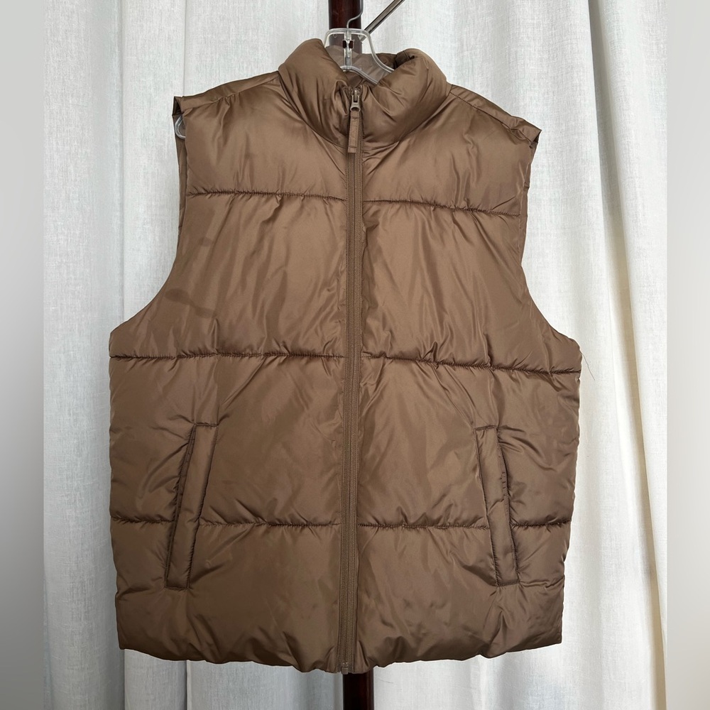 Old Navy Oversized Brown/ Taupe Puffer Vest